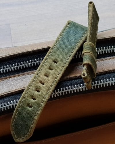 two tone perfect canvas strap green beige
