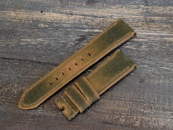 two tone perfect canvas strap green beige