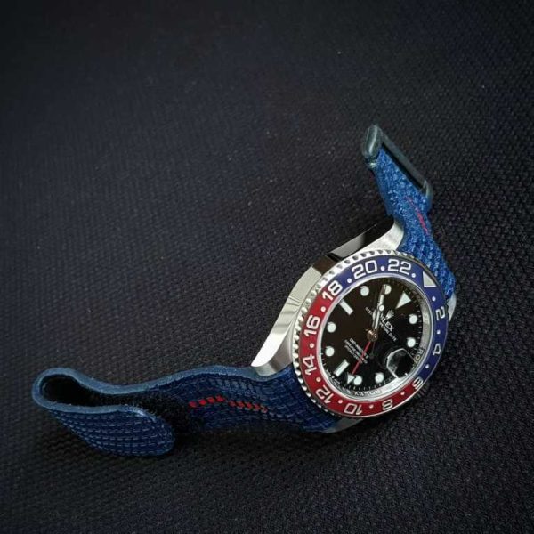 extreme chessboard blue with velcro closure system on rolex gmt pepsi