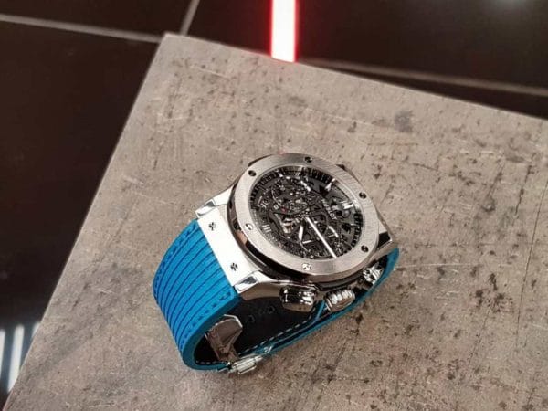 flight eagle cyan an unique leather strap made by gunny straps for hublot