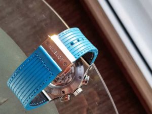 flight eagle cyan an unique leather strap made by gunny straps for hublot