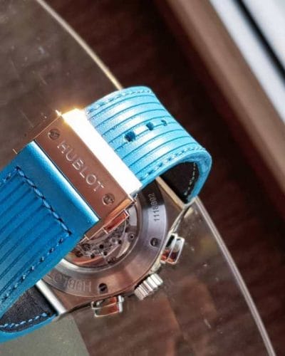 flight eagle cyan an unique leather strap made by gunny straps for hublot