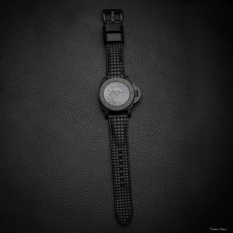 Extreme Chessboard Black Strap on Panerai Luminor Submersible by Gunny Straps