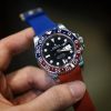 Deep Pepsi leather strap for Rolex Pepsi GMT Master by Gunny Straps