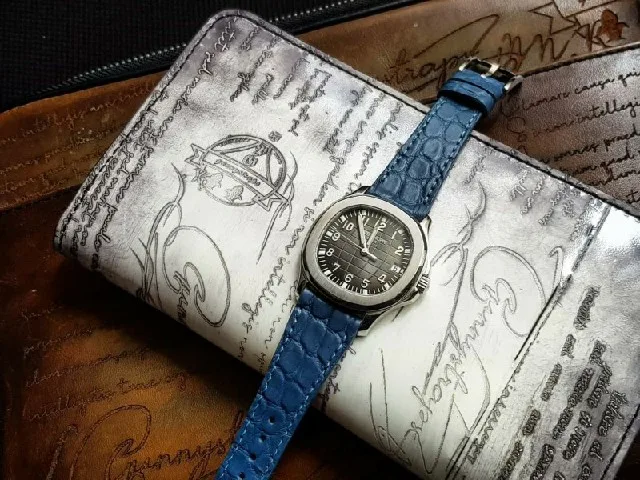 Airforce Blue Croco Strap For Patek Philippe by Gunny Straps