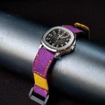 violet canvas with yellow velcro and elastic patek 01