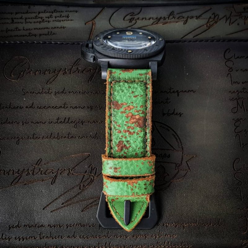 Green Coral Strap on Panerai Luminor Submersible by Gunny Straps