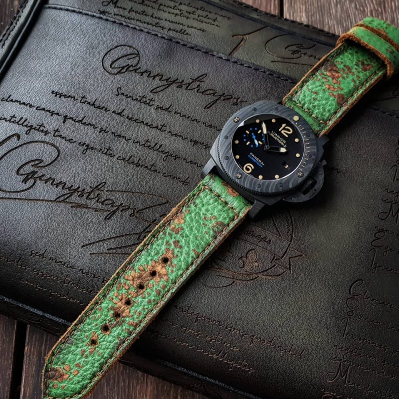 Green Coral Strap on Panerai Luminor Submersible by Gunny Straps