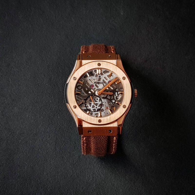 Dark Brown Canvas with Hook & Loop and Extreme Padded Style on Hublot by Gunny Straps