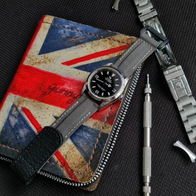 Dark Grey Kevlar Hook & Loop Strap For Rolex Explorer by Gunny Straps