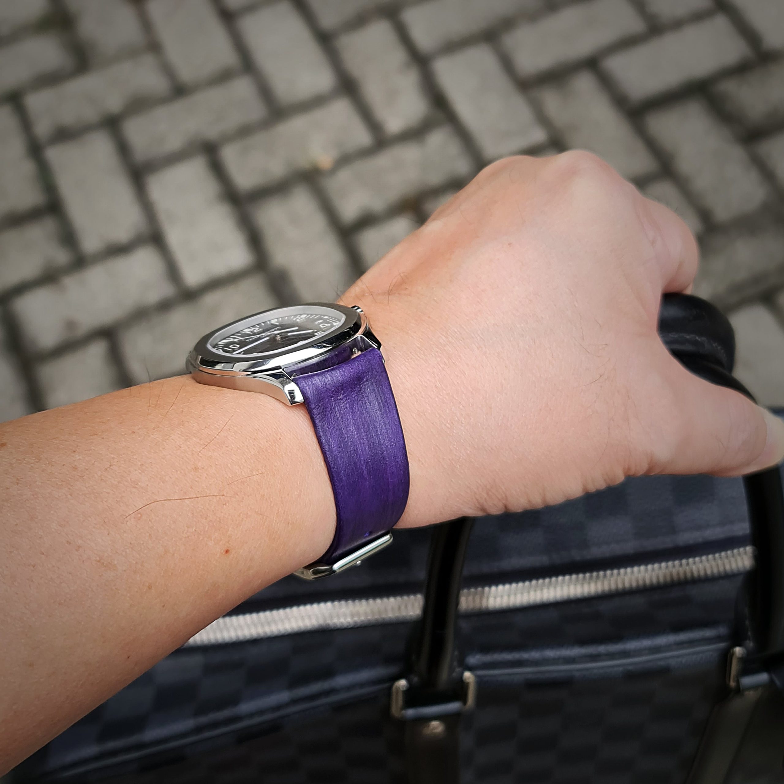 Purple leather watch strap deals