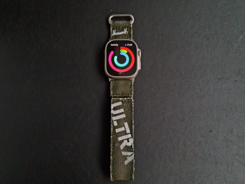 Army Green Ultra Canvas Strap with Hook & Loop on iWatch by Gunny Straps