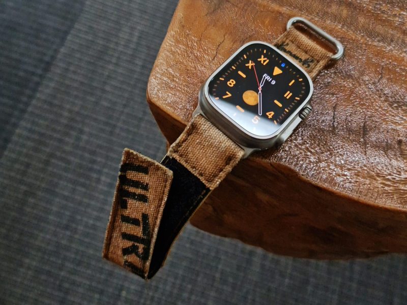 Beige Ultra Canvas Strap with Hook & Loop on iWatch by Gunny Straps