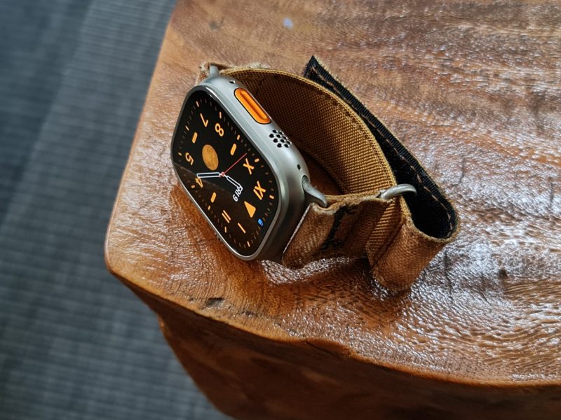 Beige Ultra Canvas Strap with Hook & Loop on iWatch by Gunny Straps