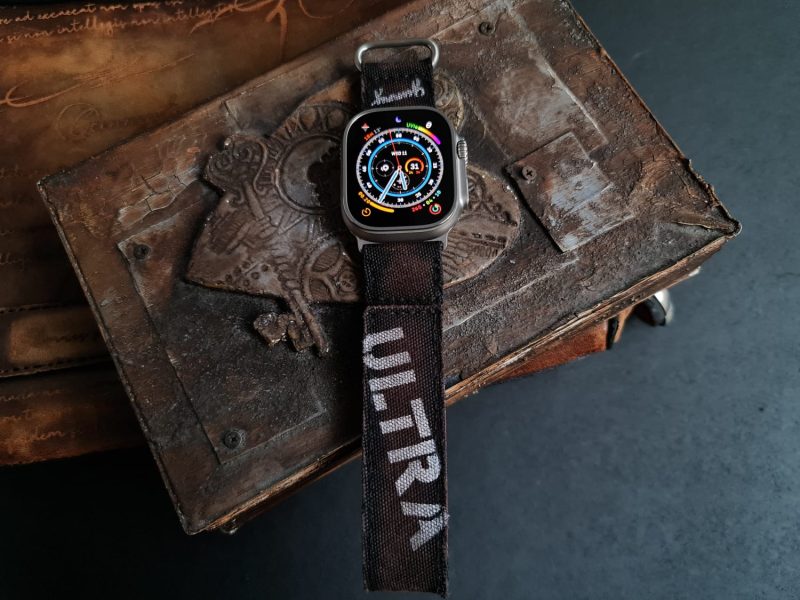 Dark Brown Ultra Canvas Strap with Hook & Loop on iWatch by Gunny Straps