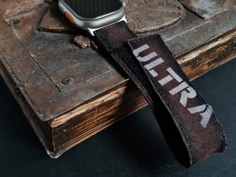 Dark Brown Ultra Canvas Strap with Hook & Loop on iWatch by Gunny Straps