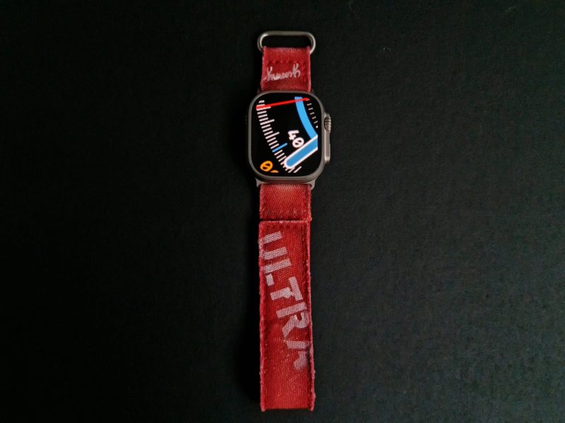 Red Ultra Canvas Strap with Hook & Loop on iWatch by Gunny Straps