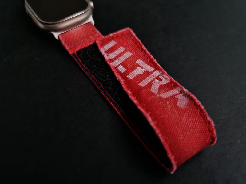 Red Ultra Canvas Strap with Hook & Loop on iWatch by Gunny Straps
