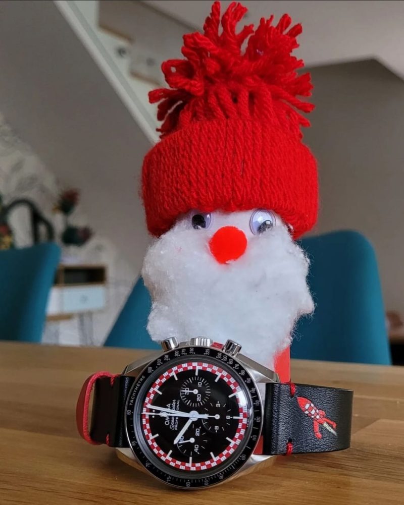 Minimalist Strap with TinTin Painting on Omega Speedmaster by Gunny Straps