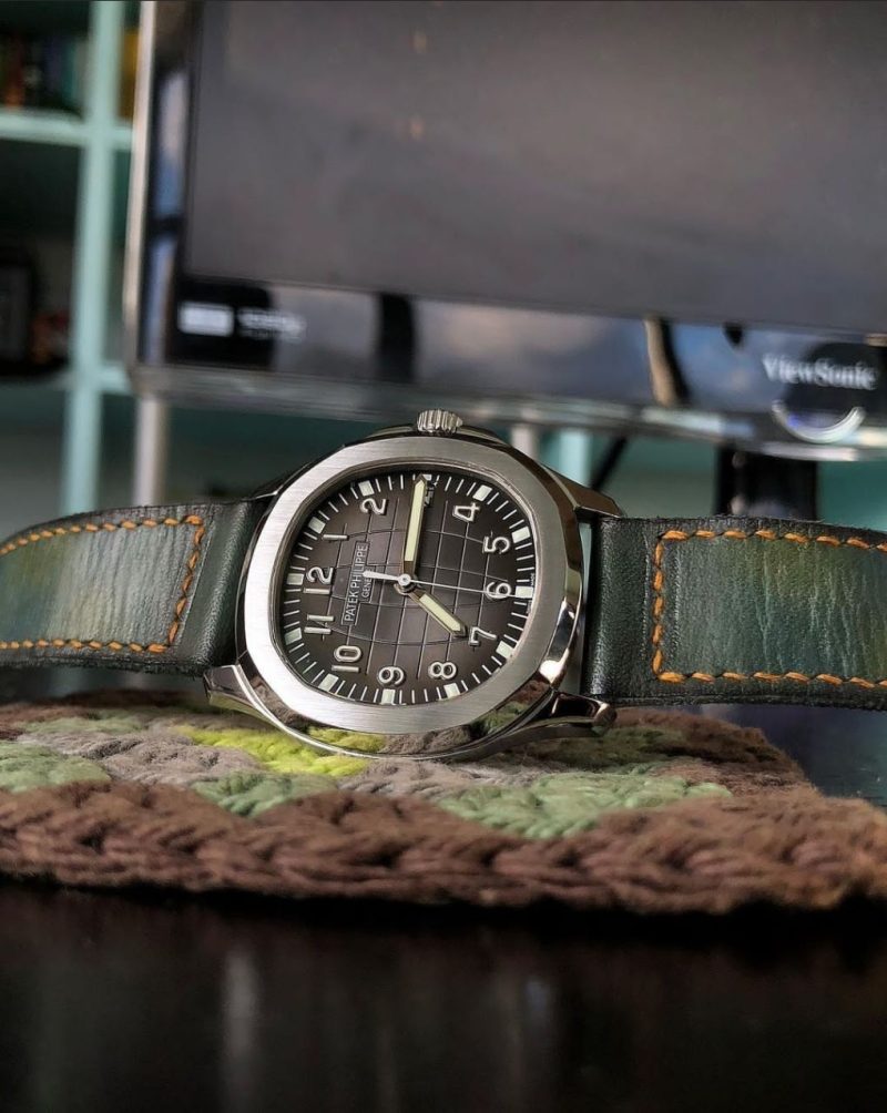 Mission Possible 6 Leather Strap on Patek Philippe Aquanaut by Gunny Straps