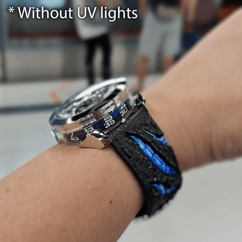 Godzilla Blue Strap on M.A.D.1 watch by Gunny Straps