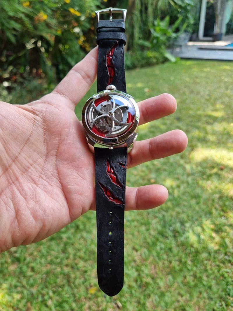Godzilla Red Strap on M.A.D.1 Red watch by Gunny Straps