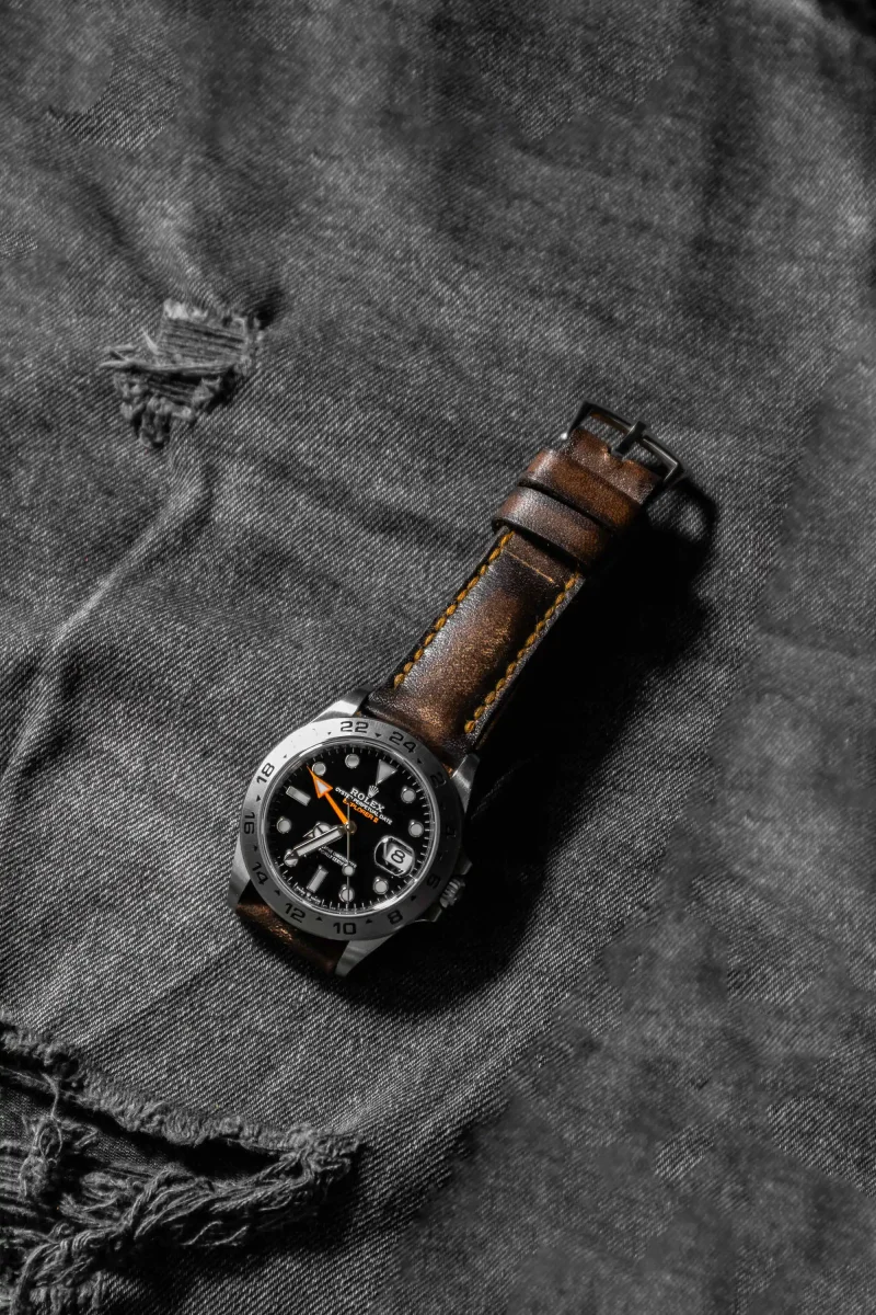 Arillo Tapered and Padded Strap on Rolex Explorer II by Gunny Straps