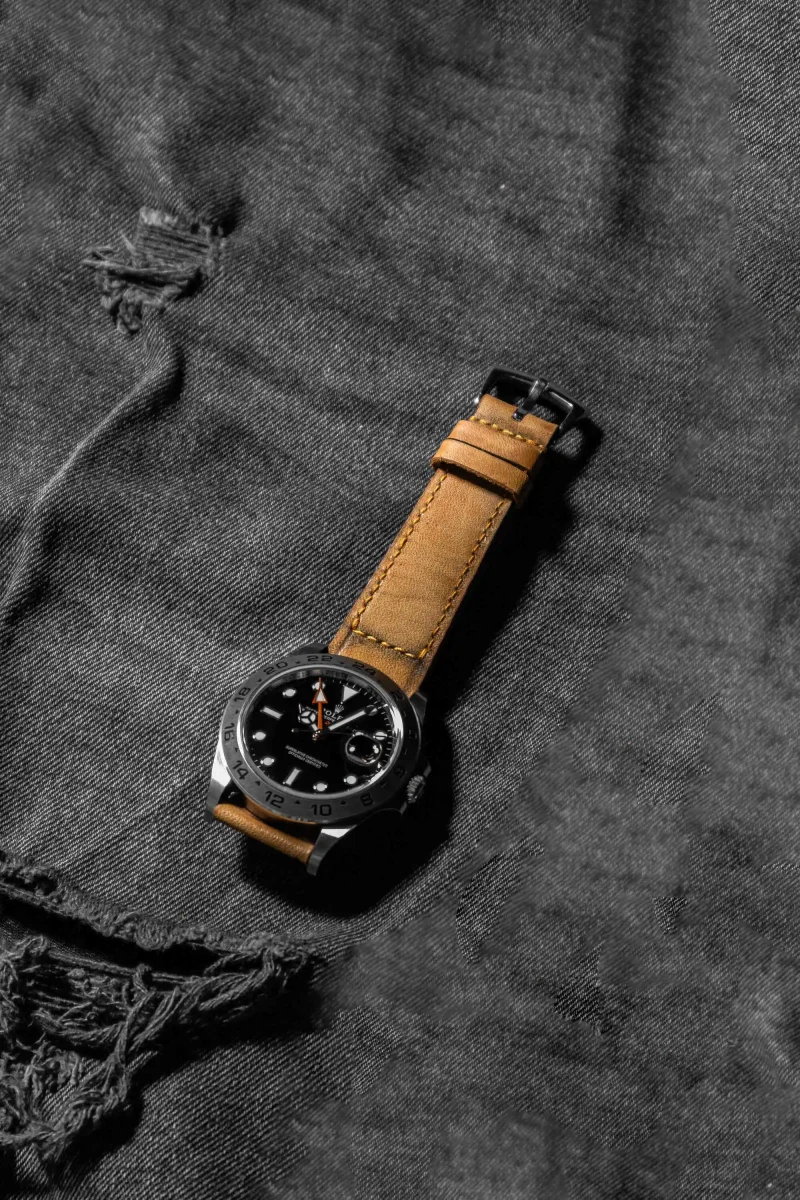 Little Caitlin 1 Strap on Rolex Explorer II by Gunny Straps
