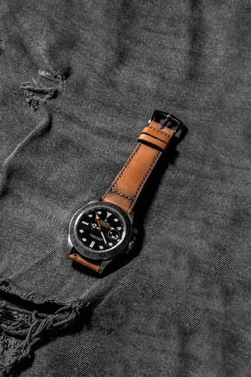 Little Caitlin 2 Strap on Rolex Explorer II by Gunny Straps