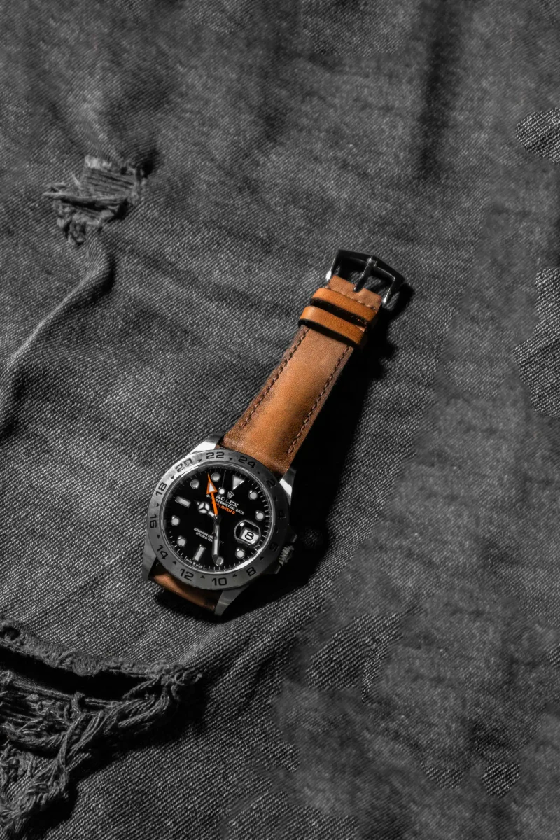 Little Caitlin 3 Strap on Rolex Explorer II by Gunny Straps