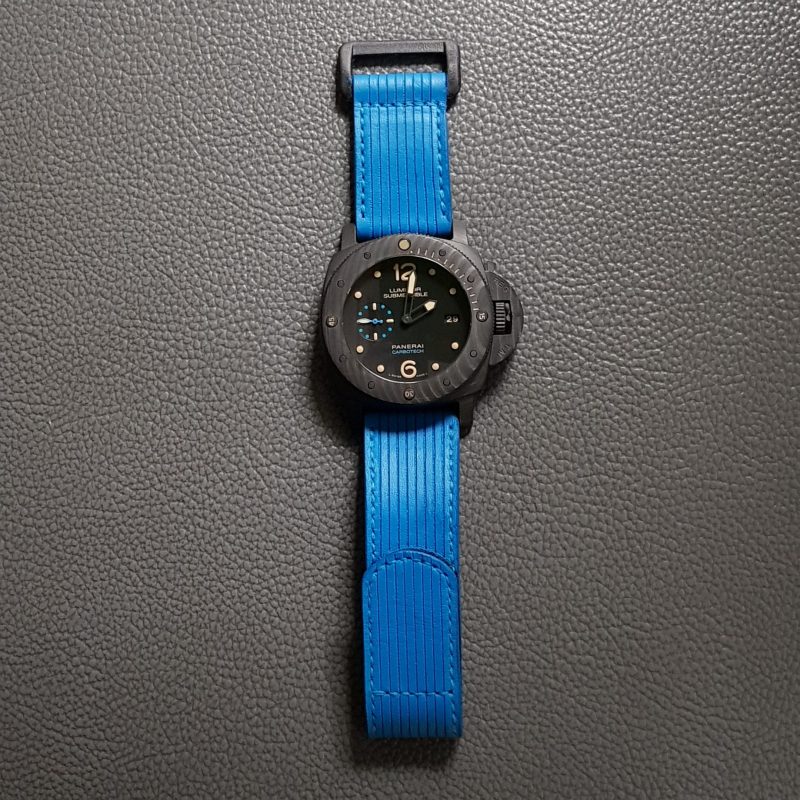 Flight Eagle Blue Strap on Panerai Luminor Submersible by Gunny Straps