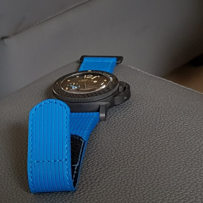 Flight Eagle Blue Strap on Panerai Luminor Submersible by Gunny Straps