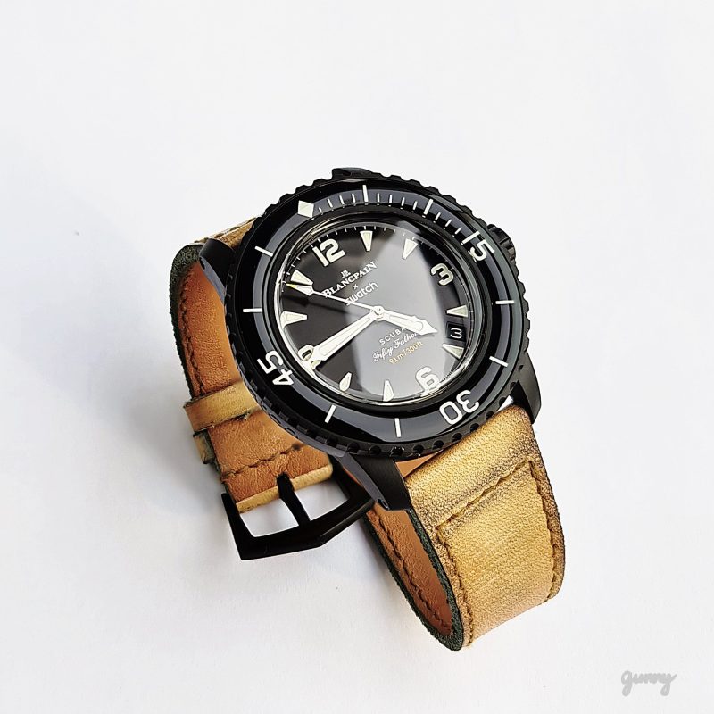 Mission Possible 4 (MP 4) Strap on Blancpain Swatch by Gunny Straps