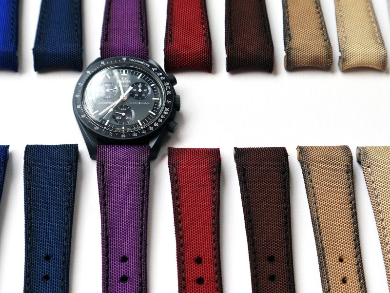 Kevlar Patina Straps Collection on Omega Moonswatch by Gunny Straps