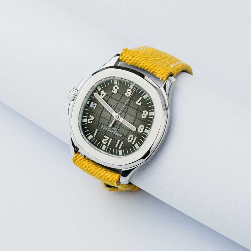 Yellow Denim Strap on Patek Philippe Aquanaut by Gunny Straps