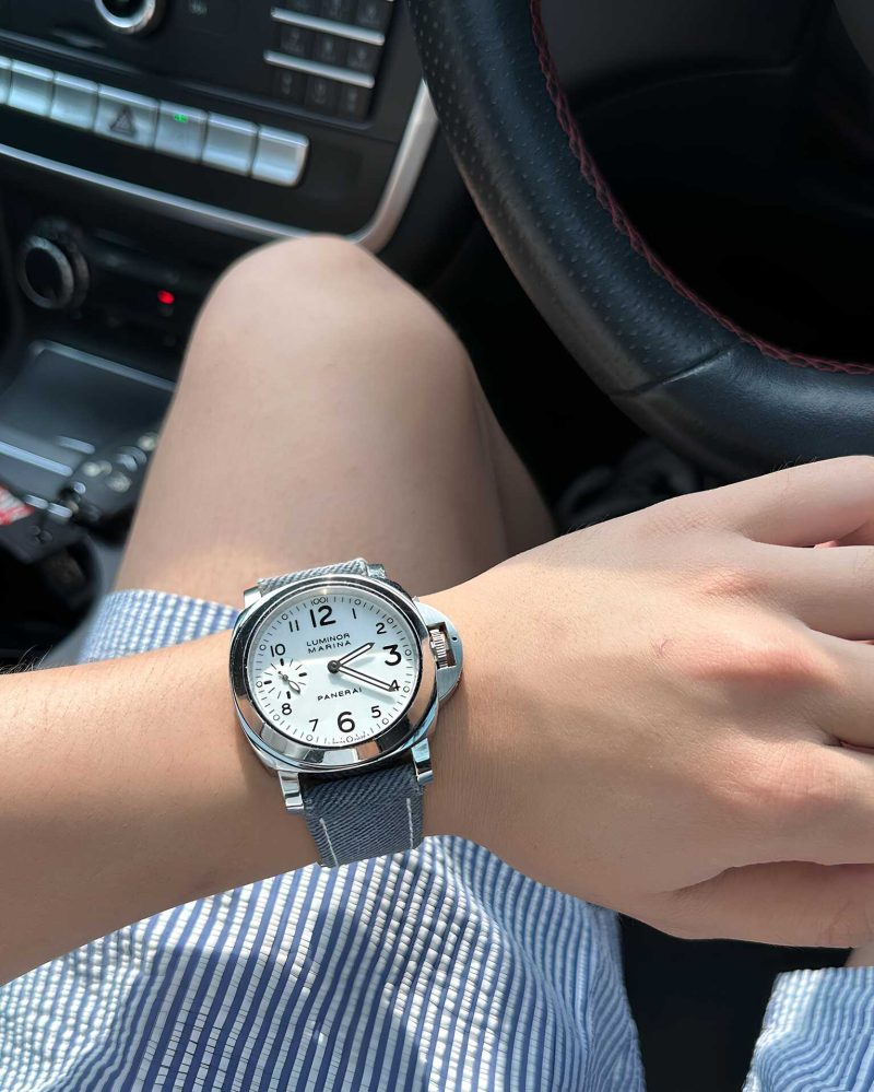 Opaline Blue Denim on Panerai Luminor Marina by @steady_seconds