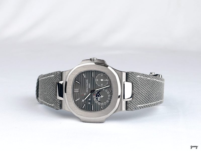Grey Denim Strap on Patek Philippe Nautilus by Gunny Straps