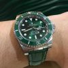 Emerald Croco Strap on Rolex GMT Master II Hulk By Gunny Straps
