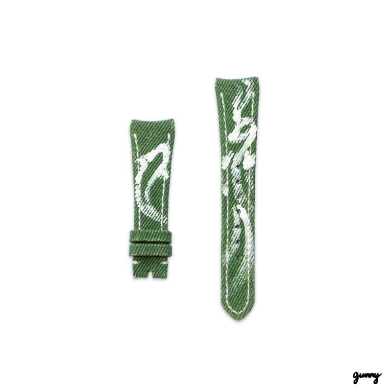 Green Calli Denim Watch Strap by Gunny Strap
