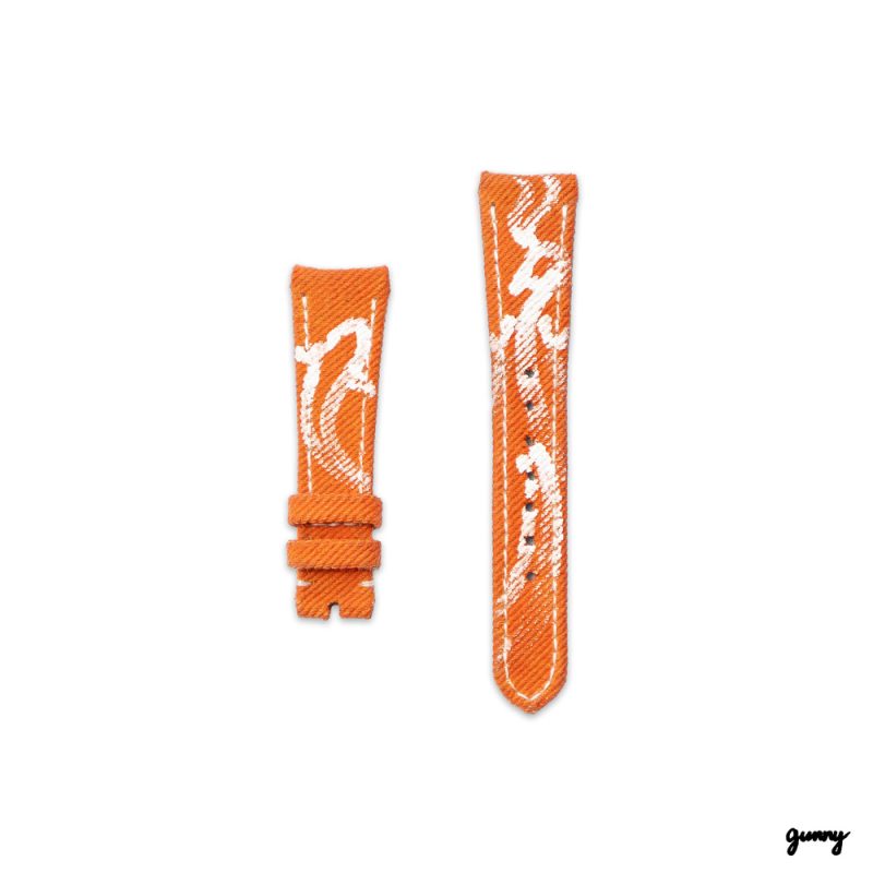 Orange Calli Denim Watch Strap by Gunny Strap