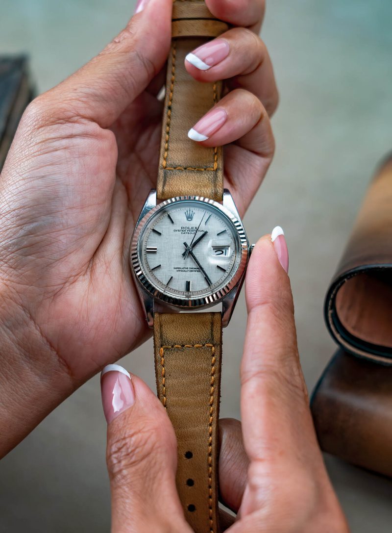 Little Caitlin 1 Leather Strap on Rolex Datejust by Gunny Straps