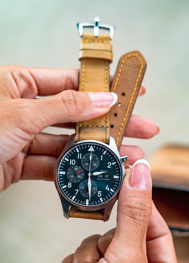 Little Caitlin 2 Leather Strap on IWC Watch by Gunny Straps