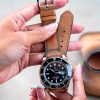 Little Caitlin 2 Leather Strap on Rolex Sea Dweller by Gunny Straps