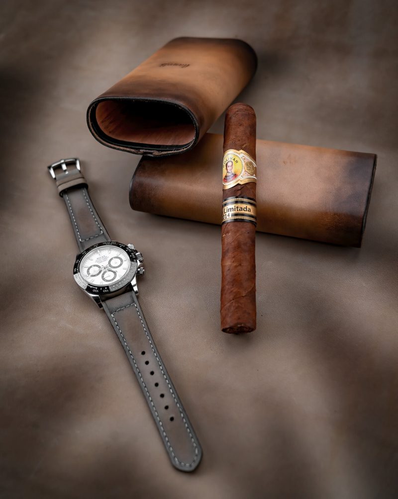 Little Caitlin 5 Leather Strap on Rolex Daytona Panda by Gunny Straps