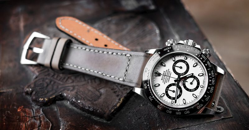 Little Caitlin 5 Leather Strap on Rolex Daytona Panda by Gunny Straps