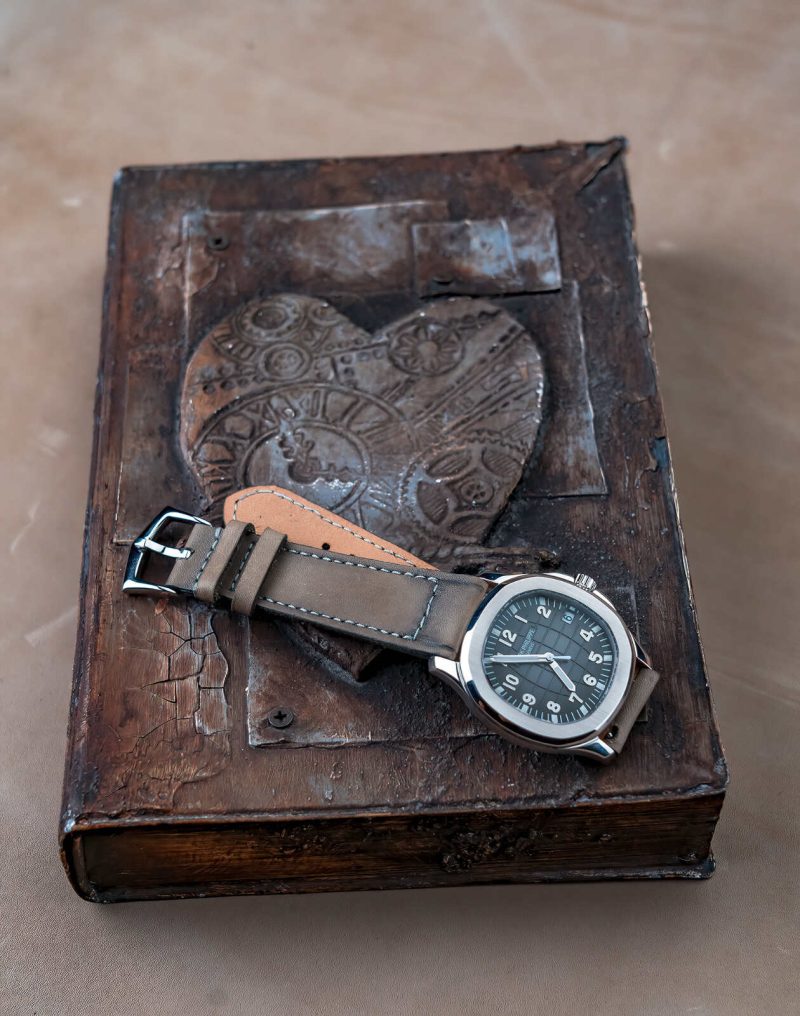 Little Caitlin 5 Strap on Patek Philippe Aquanaut by Gunny Straps