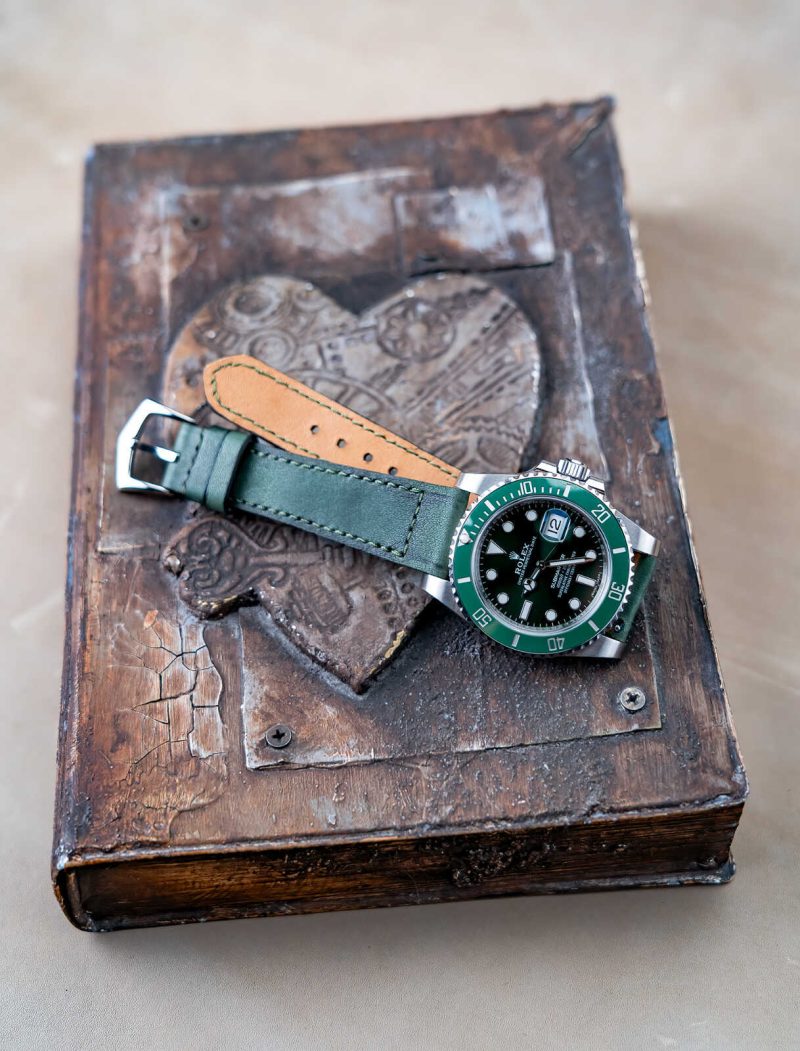 Little Caitlin 7 Leather Strap on Rolex GMT Master II Hulk by Gunny Straps