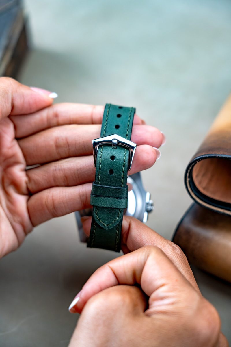 Little Caitlin 7 Leather Strap on Rolex GMT Master II Hulk by Gunny Straps