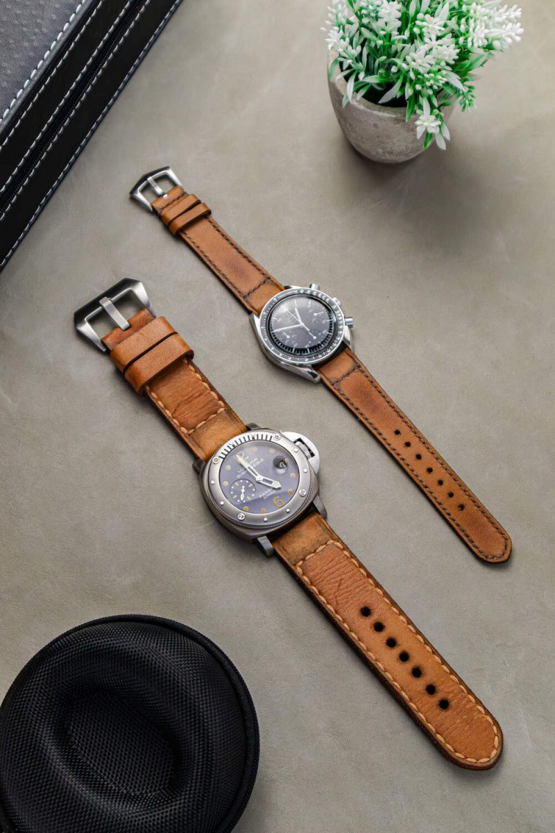 Panerai with Caitlin 2 strap & Omega with little caitlin 2 strap by Gunny Straps
