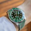 Green Denim Strap on Rolex GMT Master II Hulk by Gunny Straps